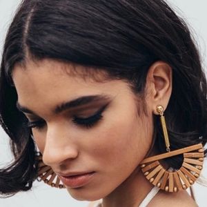 Anthropologie half windmill bamboo earrings